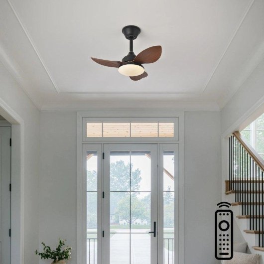 Ventilateur de Plafond avec Lumière Autrucker 40W 65cm 6 Vitesses Télécommande Bois