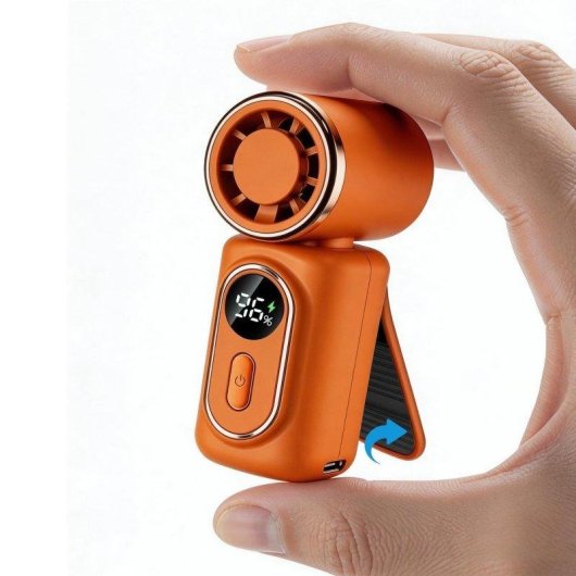 Mini Ventilatore Portatile Autrucker 6 Velocità Display LED Clip Batteria 3000mAh Arancione