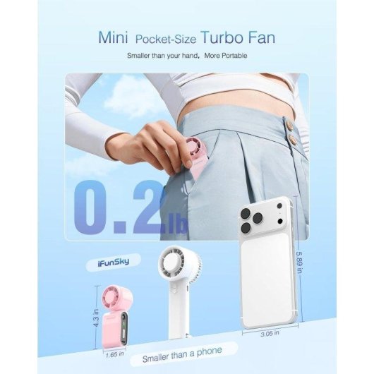 Mini Handventilator Autrucker 4000mAh 5 Stufen Ultra Leise Rosa