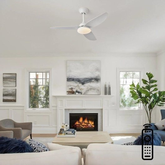 Ventilateur de Plafond avec Lumière Autrucker 40W 100cm 6 Vitesses Télécommande Contrôle Intelligent