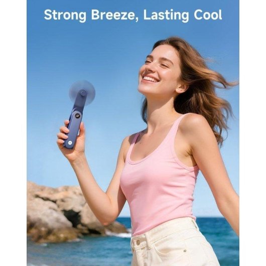 Mini Ventilador Portátil de Mano Autrucker Azul Oscuro Batería Recargable Plegable con Linterna