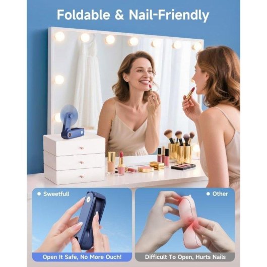 Mini Ventilador Portátil de Mano Autrucker Azul Oscuro Batería Recargable Plegable con Linterna