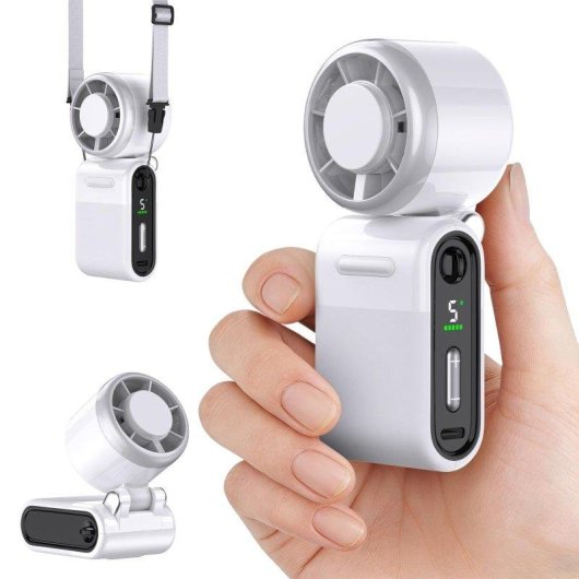 Mini-Handventilator Autrucker Weiß 4000mAh 5 Stufen Ultra Leise Tragbar