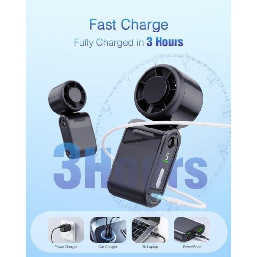 Mini Handventilator Autrucker 4000mAh 5 Stufen Ultra Leise Kabellos
