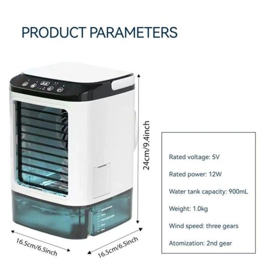 Ventilateur Portable Autrucker 900ml 3 Vitesses LED Couleur Brumisateur Silencieux