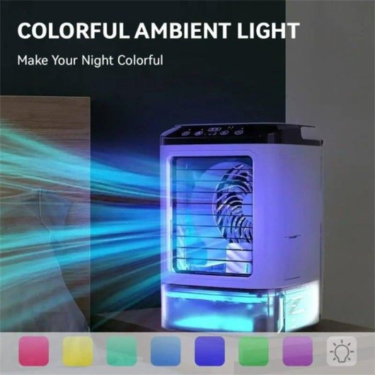 Ventilateur Portable Autrucker 900ml 3 Vitesses LED Couleur Brumisateur Silencieux