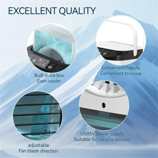 Ventilateur Portable Autrucker 900ml 3 Vitesses LED Couleur Brumisateur Silencieux