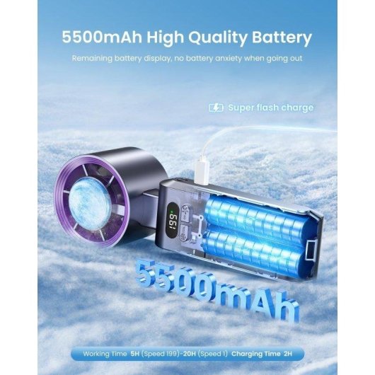 Mini Ventilador Portátil Autrucker Turbo 5V 199 Velocidades Batería Recargable Refrigeración Instantánea