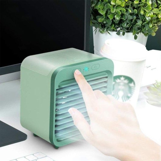 Mini Ventilator Autrucker USB 15W 3 Stufen Luftbefeuchter Kabellos Grün
