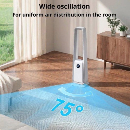 Ventilador Torre Autrucker Motor DC 24 Velocidades Sin Aspas Silencioso con Mando Temporizador