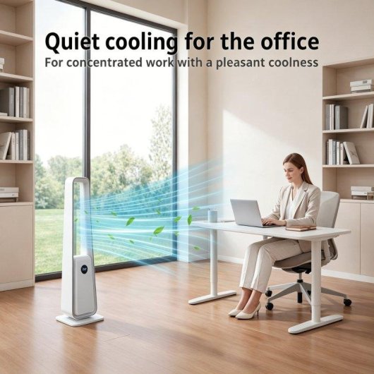 Ventilador Torre Autrucker Motor DC 24 Velocidades Sin Aspas Silencioso con Mando Temporizador