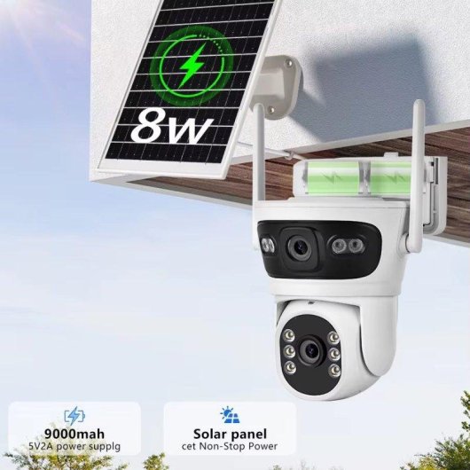 Caméra de surveillance Autrucker 2K Vision Nocturne Extérieure Audio Bidirectionnel Panneau Solaire