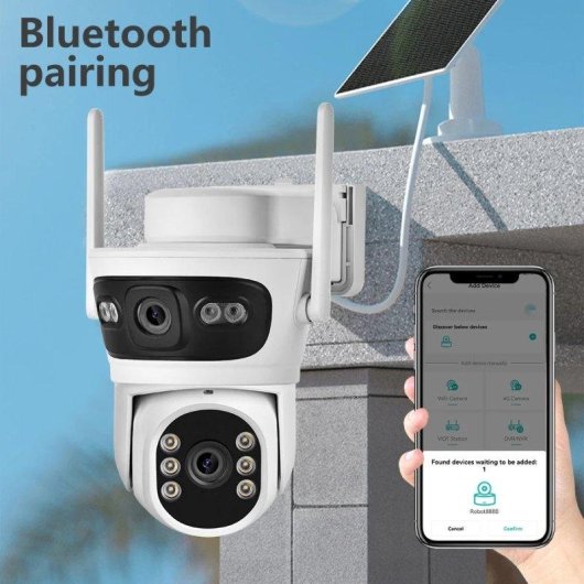Caméra de surveillance Autrucker 2K Vision Nocturne Extérieure Audio Bidirectionnel Panneau Solaire