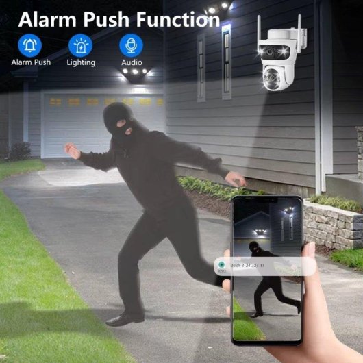 Caméra de surveillance Autrucker 2K Vision Nocturne Extérieure Audio Bidirectionnel Panneau Solaire