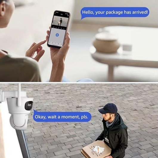 Caméra de surveillance Autrucker 2K Vision Nocturne Extérieure Audio Bidirectionnel Panneau Solaire
