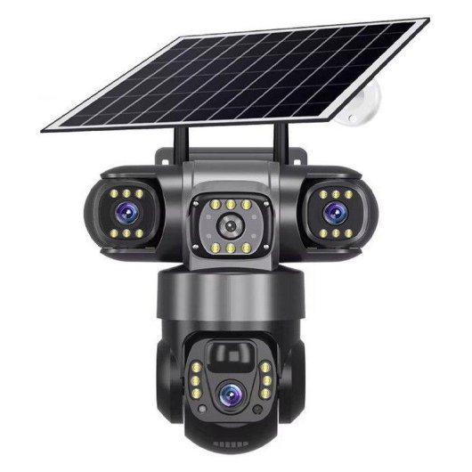 Caméra de surveillance Autrucker 6K 12MP Vision Nocturne Extérieure Panneau Solaire Audio Bidirectionnel