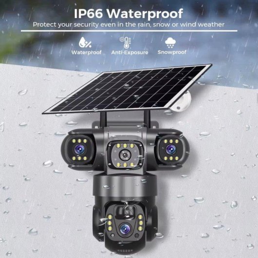 Caméra de surveillance Autrucker 6K 12MP Vision Nocturne Extérieure Panneau Solaire Audio Bidirectionnel