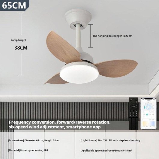 Ventilador de Techo con Luz Autrucker 40W 65cm 6 Velocidades Motor DC Mando y App Función Invierno