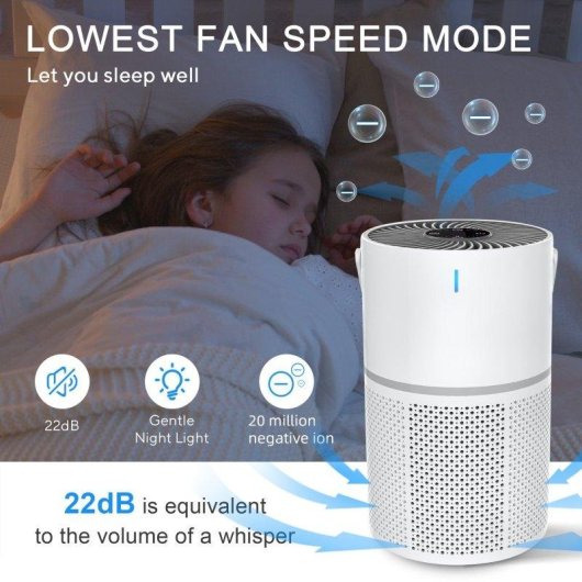 Purificateur d'air portable Autrucker HEPA H13 ion négatif silencieux