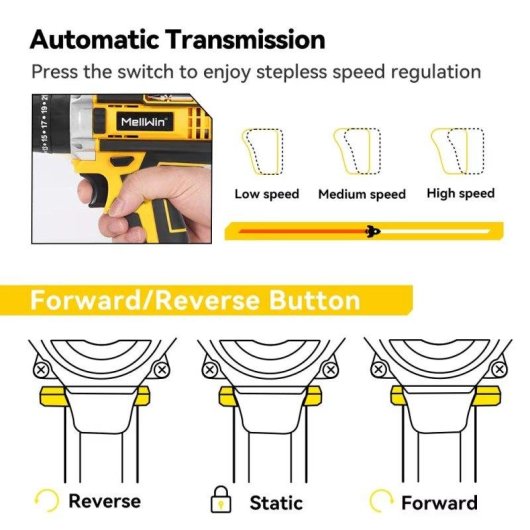 Taladro Impacto Inalámbrico Autrucker 21V 45 N·m 2 Baterías 34 Accesorios