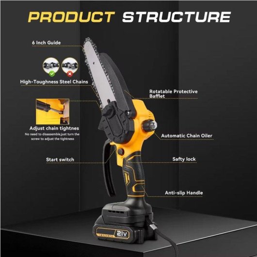 Motosierra Eléctrica Inalámbrica Autrucker 6" Compatible con Makita 18V