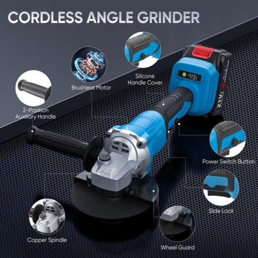 Smerigliatrice angolare Autrucker 21V 125mm 3 velocita 1000W