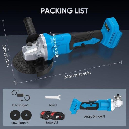 Smerigliatrice angolare Autrucker 21V 125mm 3 velocita 1000W