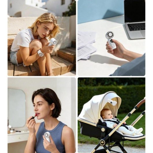 Mini-Handventilator Autrucker 6 Stufen LED-Display 3000mAh Akku Clip