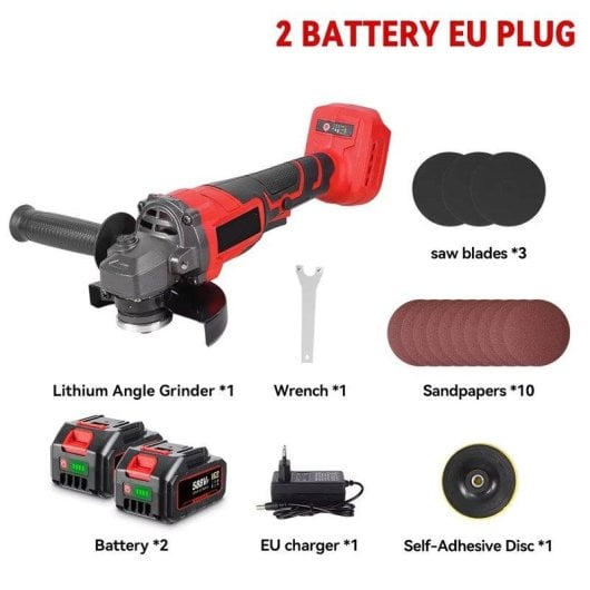 Smerigliatrice angolare Autrucker 3000W 125mm 3 velocita e 2 batterie