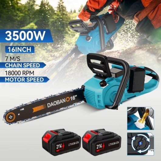 Motosierra Autrucker 16" Sin Escobillas 3500W 21V Compatible Makita
