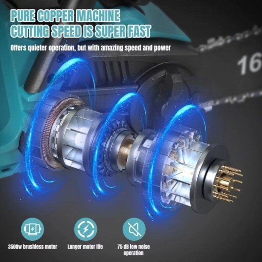 Motosierra Autrucker 16" Sin Escobillas 3500W 21V Compatible Makita