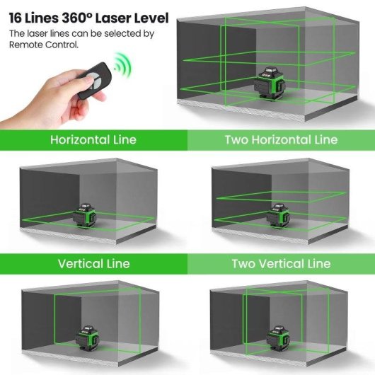 Livello Laser 4D Autrucker 16 Linee Verdi 360 Auto Livellante con Treppiede