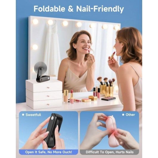 Mini Ventilador Portátil de Mano Autrucker Plegable Recargable Silencioso con Linterna