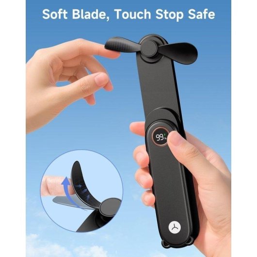 Mini Ventilador Portátil de Mano Autrucker Plegable Recargable Silencioso con Linterna