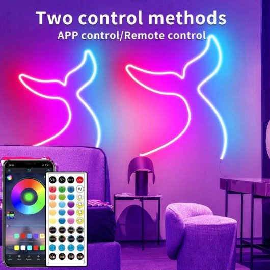 Cinta LED Neon 5m RGB Multicolor Control Remoto y App Resistente Agua IP65 Interior Exterior Autrucker