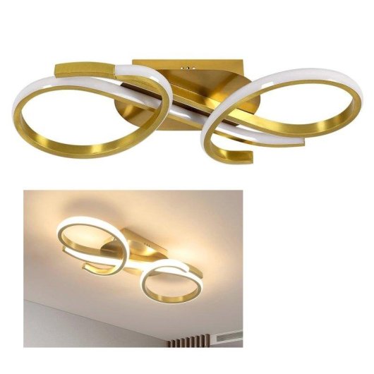 Luminaria de teto Autrucker dourada 36W LED 3000K Quarto