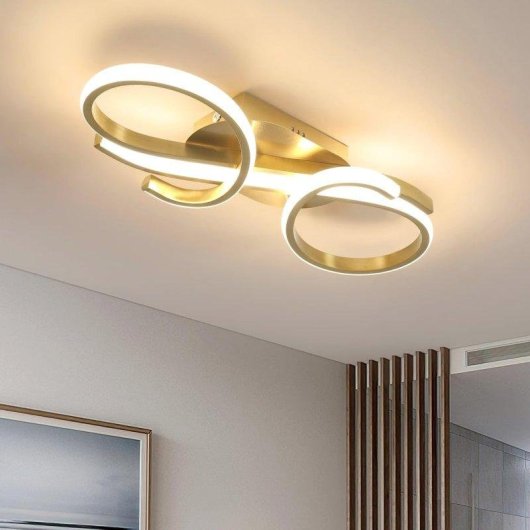 Luminaria de teto Autrucker dourada 36W LED 3000K Quarto