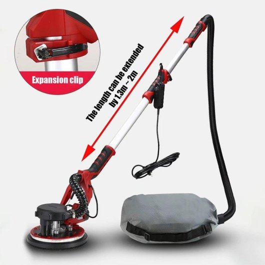 Lijadora de Pared Autrucker 225mm 1300W 6 Velocidades Autoaspiración LED Telescópica