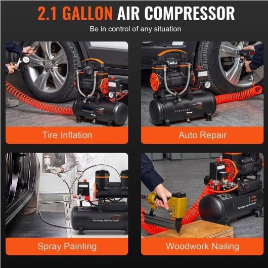 Compressores de ar Autrucker 900W 8L Silencioso 70dB