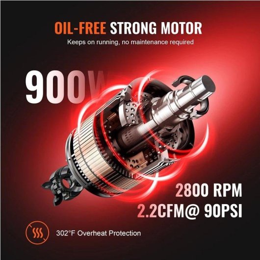 Compressores de ar Autrucker 900W 8L Silencioso 70dB
