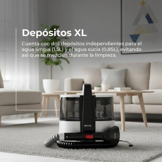Aspiradora de Tapicerías Evvo Home EVVO AM65 600W Doble Depósito Accesorios XXL