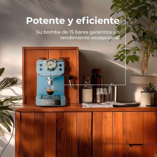 Cafetera Espresso Evvo Intensa Retro 1,5 L 15 Bares con doble salida y vaporizador