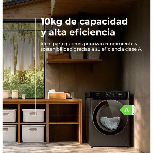 Lavadora Evvo Nova Q10X Carga Frontal 10 kg 1400 rpm Clase A Inox Motor Inverter