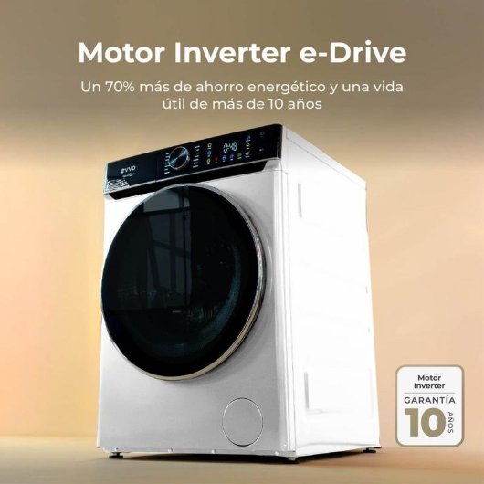 Lavadora Evvo Nova Q10 Carga Frontal 10 kg 1400 rpm Clase A Blanca Motor Inverter