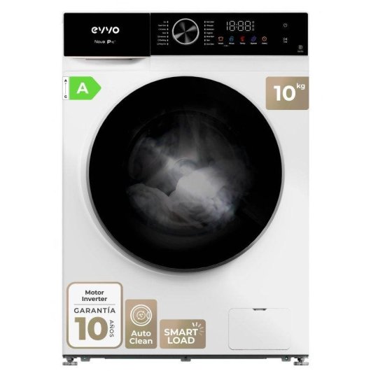 Lavadora Evvo Nova P10 Carga Frontal 10 kg 1200 rpm Clase A Blanca Smart Load