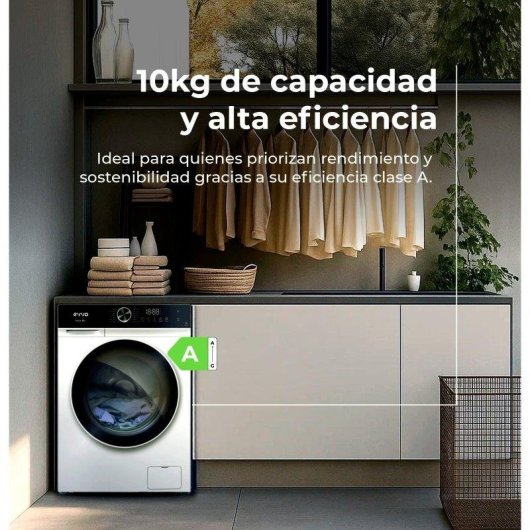 Lavadora Evvo Nova P10 Carga Frontal 10 kg 1200 rpm Clase A Blanca Smart Load