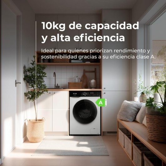 Lavadora Evvo Nova P10 Carga Frontal 10 kg 1200 rpm Clase A Blanca Smart Load