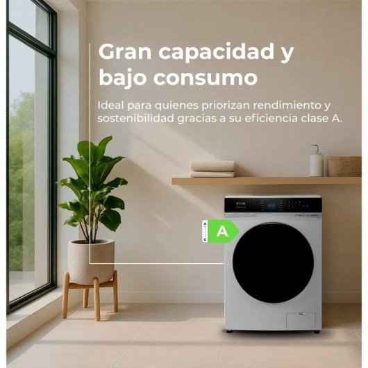 Lavadora Evvo Supernova U12 Carga Frontal 12 kg 1350 rpm A Blanca con filtro microplásticos