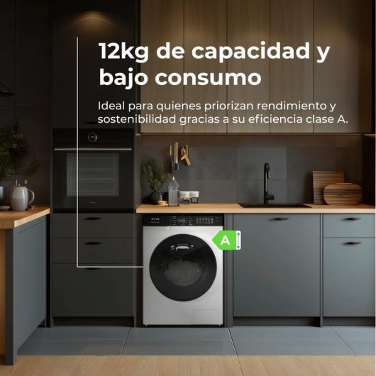 Lavadora Evvo Supernova U12 Carga Frontal 12 kg 1350 rpm A Blanca con filtro microplásticos