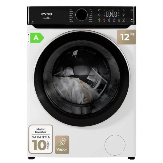 Lavadora Evvo Nova Q12 Carga Frontal 12 Kg 1400 rpm A Blanca Steam Wash